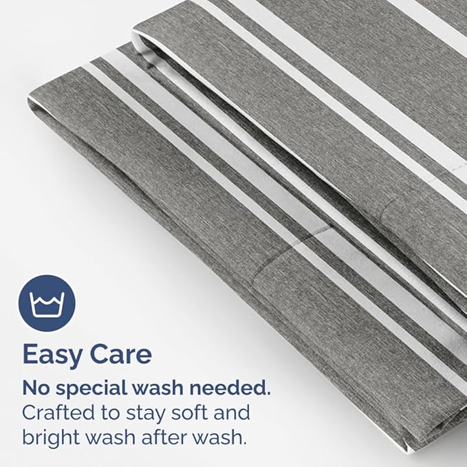 King Pillow Cases Set of 4 - Ultra Soft Hotel Quality Pillowcase Covers - Comfy, Cozy & Wrinkle Free - Shrinkage and Fade Resistant - Machine Washable Pillow Protectors - 4 Piece Set - Grey Stripes 3