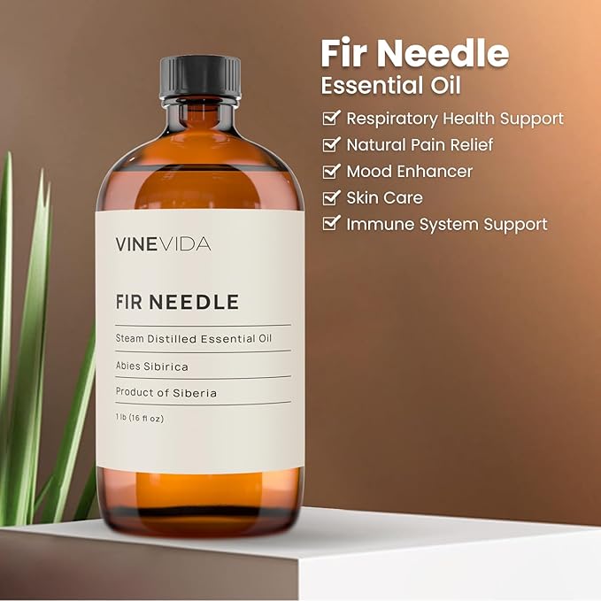 VINEVIDA Fir Needle Essential Oil - 16 oz - Undiluted - DIY Candle Scents - Bulk for Soap Making
