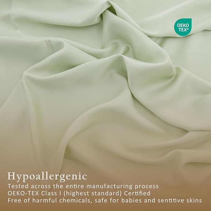 TOSMO Luxury Pillow Case Set of 2 - Cooling Viscose Derived from Bamboo, Oeko-TEX, Breathabl Silky Soft Pillow Cases with Envelope Closure (Standard, Light Green)