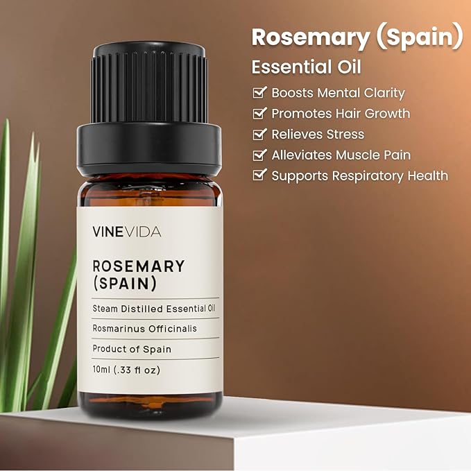 VINEVIDA Rosemary Essential Oil - Undiluted Spain Oil - Candle & Soap Making - 10 mL