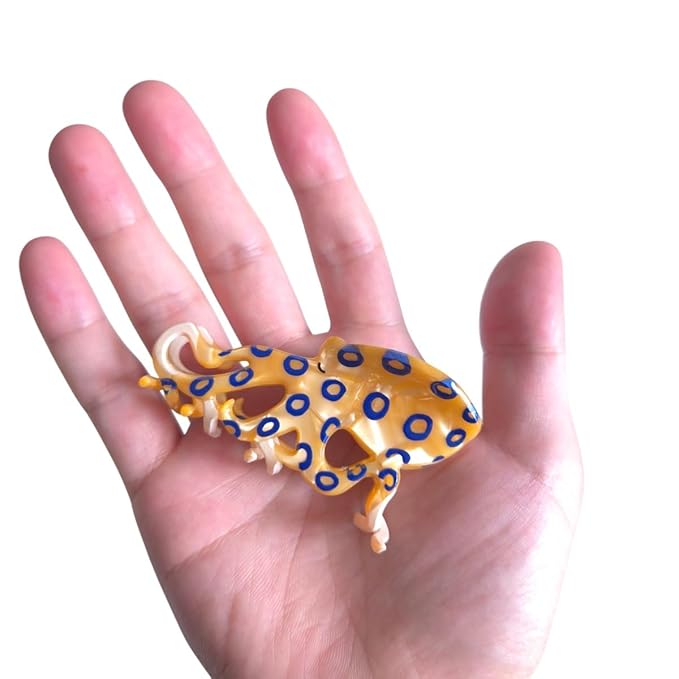 Cute Blue-Ringed Octopus 2.95inch Small Hair Clip,Funny Acetate Claw Clips for Women