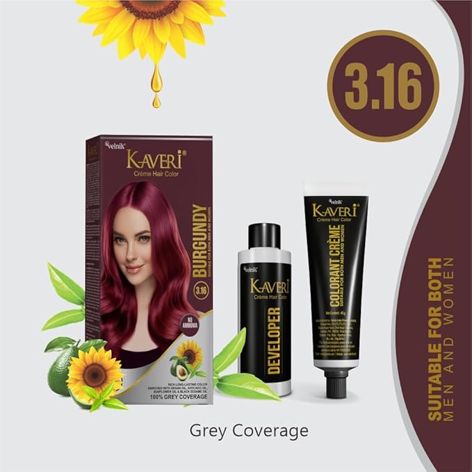 Creme Hair Color Permanent Hair Dye Color - With Improved Creme Formula for Gray Coverage Ammonia Free Hair Color Dye for Rich Bright Long lasting (Burgundy, 3.04 Fl Oz) - Pack Of 2