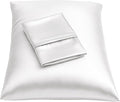 BLISSFORD Satin Pillowcase with Zipper for Hair and Skin Care, Feels Soft and Cool Like a Silk Pillowcase, White Satin Pillow Cases 2 Pack, Slik Pillow Cover, Queen Size - Set of 2