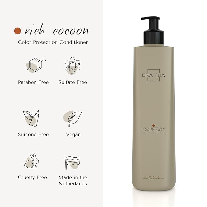 Rich Cocoon Color Protection for Color-Treated Hair | Shampoo & Conditioner | Dutch Made & Formulated for Premium Cozy Scent of Warm Wood, White Amber & Jasmine