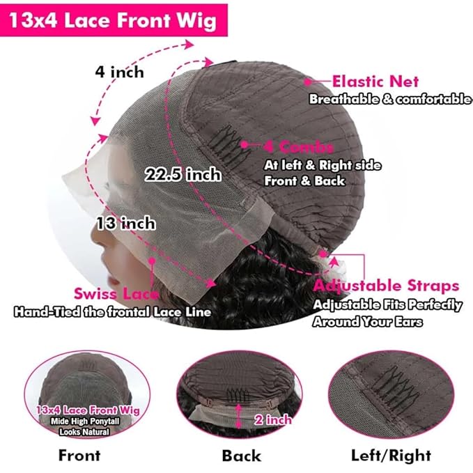 Ombre Brown Lace Front Wigs Human Hair Pre Plucked Curly Wave Brazilian Virgin Hair 13X4 HD Transparent Lace Frontal Wigs with Baby Hair 180% Density 16 Inch
