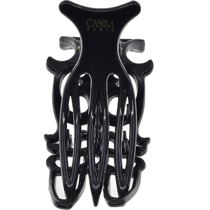 Camila Paris NV74 French Hair Clip for Women, Hair Side Clips, 3 inch Girls Hair Claw Clips Jaw Fashion Durable Styling Hair Accessories for Women, Strong Hold No Slip Grip, Made in France. Black