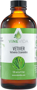 VINEVIDA Vetiver Essential Oil 4 oz - Undiluted Candle Scent DIY Scents for Candlemaking Bulk Soap Making Safe Skin, 7.18 Ounces, 120.0 milliliters, 4.0 Fl Oz, 1