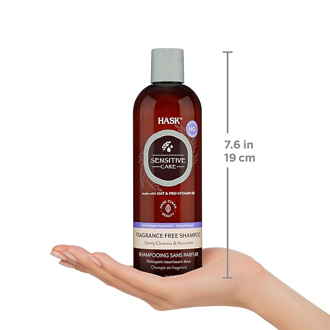HASK Sensitive Care Shampoo + Conditioner Set | Fragrance-Free, Paraben-Free, Sulfate-Free, Gluten-Free, Vegan, Cruelty-Free, Color Safe | 12oz each