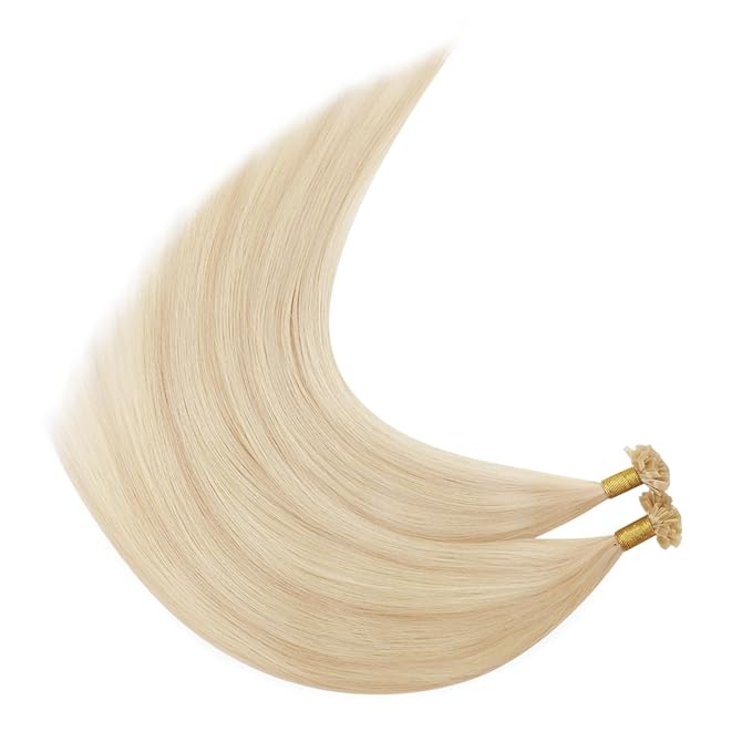 YoungSee Keratin Tip Hair Extensions Human Hair Blonde 24 Inch K Tip Hair Extensions Long Ktips Hair Extensions Human Hair Blonde Highlight Invisible Keratin Bond Hair Extensions Remy 50g #18/613