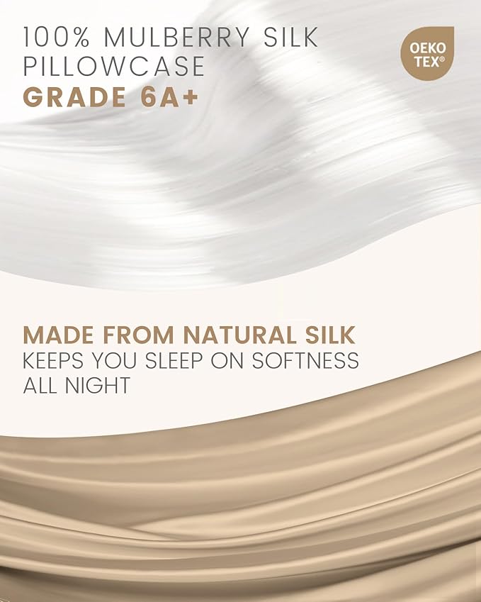 THXSILK Set of 2 100% Mulberry Silk Pillowcase for Hair and Skin, Grade 6A+ Mulberry Silk Pillow Cases Ultra-Soft, Hypoallergenic Pillow Case Cover with Zipper (Queen 20"x30", Taupe)
