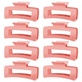 TOCESS Hair Claw Clips for Women - 8PK Large Neutral Matte Square Jumbo Hair Clips for Thick, Thin, Long, Short, Curly Hair Girls, Big Jaw Clip Set for Daily Use (Deep Pink)