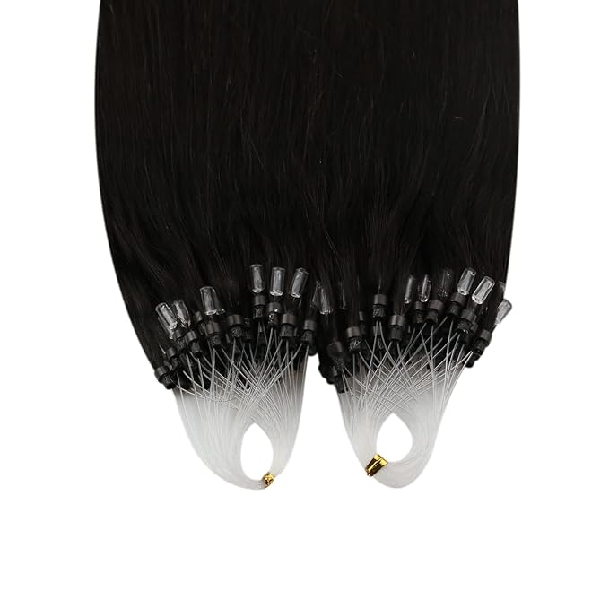 YoungSee Micro Link Hair Extensions Human Hair Dark Brown 14In Microbead Hair Extensions Darkest Brown Micro Loop Hair Extension Real Human Hair Microring Hair Extension 50s 50g Short Hair
