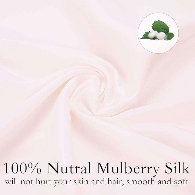 Silk Pillowcase Set - 2 Pack, 100% Mulberry Silk, Hypoallergenic, Soft, Breathable, Reduces Wrinkles, Light Pink