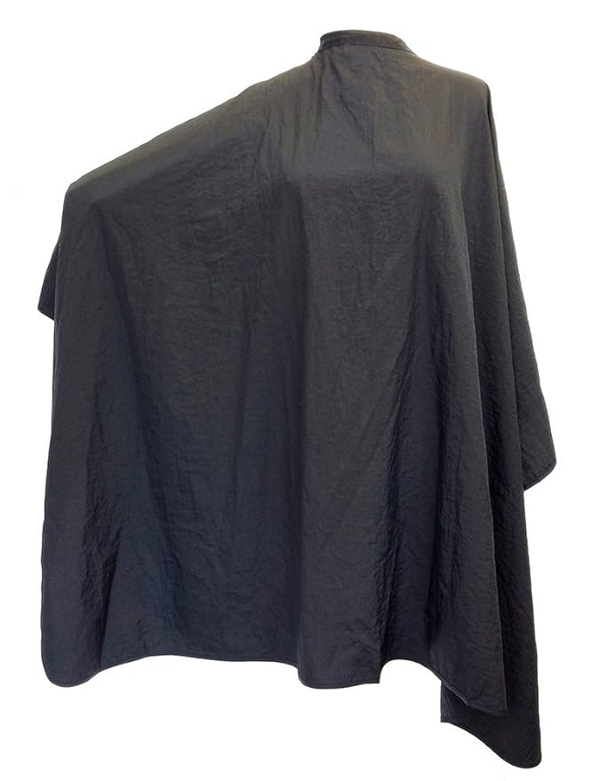 CHARLENE® Professional Salon Breathable Crinkle Nylon Cape, Hair Styling, Barber Haircut, Coloring, Skincare, Makeup, Snap Closure (PLAIN, BLACK)