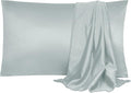 uxcell 2 Pack Silk Satin Pillowcase for Hair and Skin, Cool, Silky, Soft Breathable Pillow Cases Standard Size 20x26 Inch Sateen Pillowcase Light Gray with Envelope Closure