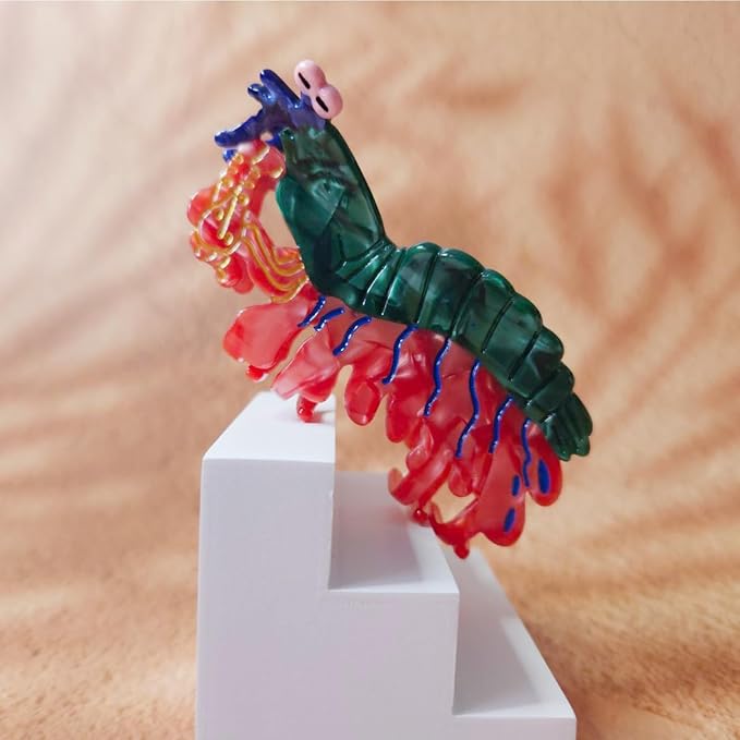 Cute Ocean Peacock Shrimp Hair Clip,Funny Acetate Claw Clips for Women