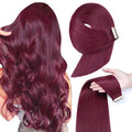 99J Tape in Hair Extensions Human Hair Burgundy 14 Inch Wine Red Invisible Tape in Hair Extensions Double Sided，Seamless Skin Weft Hair (#A99J,14 Inch)