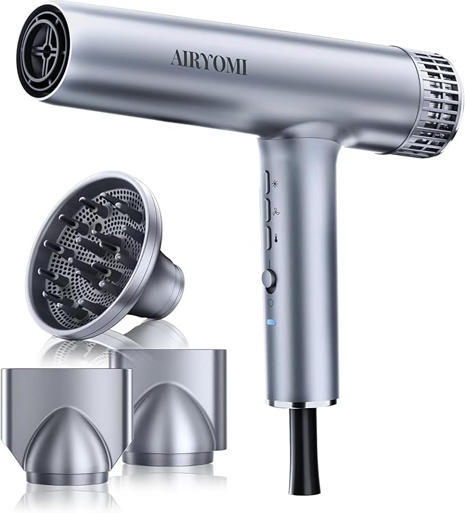Hair Dryer, Professional Brushless Motor Ionic Hair Blow Dryer with Diffuser, Magnetic Nozzles, 0.83Pound, 2000W, 60dB, 3 Heat Settings & 3 Speed & Cold Settings