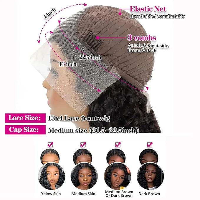 bangjazz 28 Inch HD Lace Frontal Wigs Human Hair Deep Wave Wig 13x4 Lace Front Wigs Human Hair 180 Density Curly Wigs for Black Women, Curly Lace Front Wig Natural Hairline Natural Color