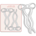 2PCS 5.5Inch Bow French Hair Pins Large U-Shaped Pins for Women and Girls Fashion Metal Hair Pin French Twist Hair Pins for Buns, Updos,Stylish and Functional(set5-silver)
