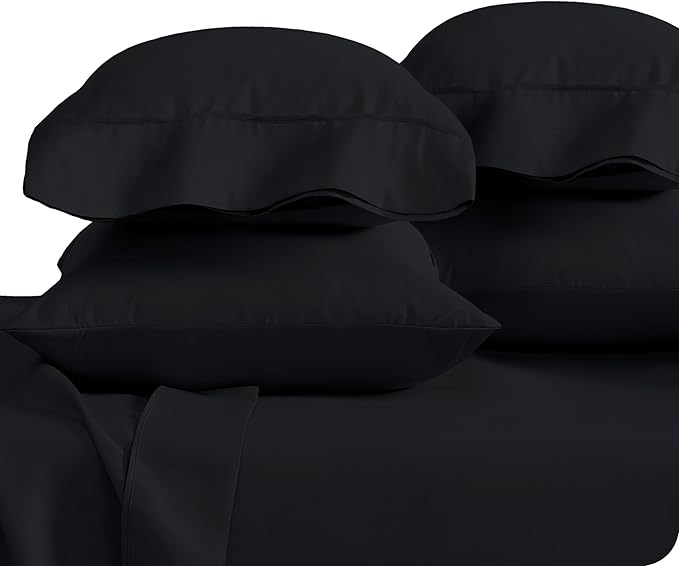 Bare Home 4 Pillowcases - Premium 1800 Ultra-Soft Collection - Bulk Pack - Double Brushed - Hypoallergenic - Wrinkle Resistant - Easy Care (King - 4 Pack, Black)