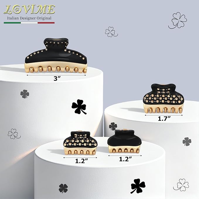2026 Premium Durable Hair Claw Clip for Women, Original Italian Designed Strong Grip Hair Clips for Normal Fine Thin Hair, No Slip Jaw Clips with Gift Box for Christmas Birthday Girls, 1.2 Inch Black