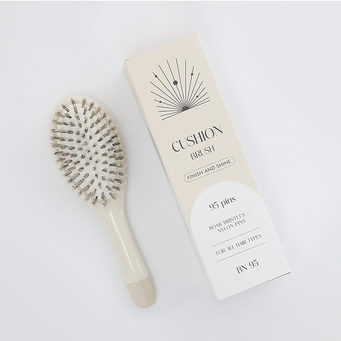 Boar Bristle Hair Brush -boar bristles + nylon pins， Smoothes & Detangles All Hair Types, Hairbrush for Women, Men & Kids, Distributes Oils for Natural Shine & Stimulates Scalp