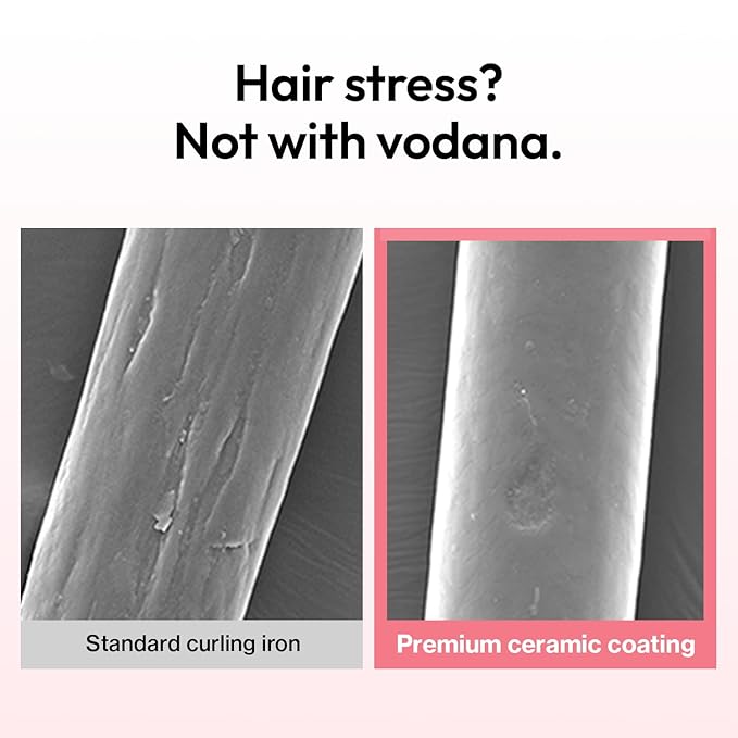 VODANA Professional GlamWave Ceramic Curling Iron, Long-Lasting Natural Curls, Instant Heat, Hair Curler, Curling Wand, Available in USA (1.4 inch, Lavender)