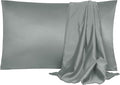 uxcell 2 Pack Silk Satin Pillowcase for Hair and Skin, Cool, Silky, Soft Breathable Pillow Cases Queen Size 20x30 Inch Sateen Pillowcase Grey with Envelope Closure