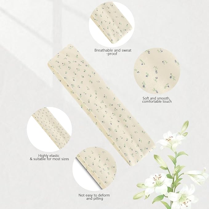 Cute Headbands for Women, plus for Nurses – Fashion Non Slip Elastic Floral Hairbands, Soft Fabric Thick Stripe Head Bands for Girls, Valentine's Day Heart Headbands (D-6)