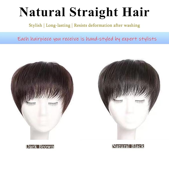 Short Human Hair Topper for Women with Hairloss,Invisible Clip in Texture Wavy Topper Hairpiece with Large Mesh 6.3x7 Ins and Silk Top Base Natural Fluffy Wiglet Hairpiece Dark Brown