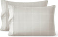 Bare Home Microfiber Pillow Cases - Standard/Queen Size Set of 2 - Cooling Pillowcases - Double Brushed - Pillowcases 2 Pack - Easy Care (Standard, Modern Plaid – Stone/White)