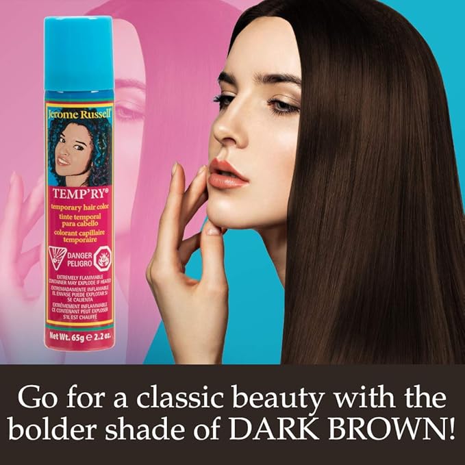Jerome Russell Temp'ry Spray-on Dark Brown Hair Color, 2.2oz x 3 pack