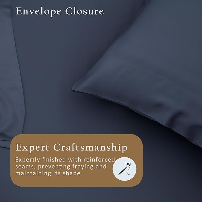 TOSMO Luxury Pillow Case Set of 2-100% Viscose Derived from Bamboo - Oeko-TEX, Silky Soft, Breathble & Cooling Pillow Cases with Envelope Closure (King / 20x40, Slate)