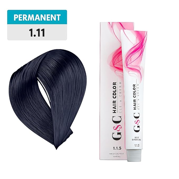 Hair Bar NYC Professional Permanent Hair Colors 1.11 Blue Black. Intense & Bright Color Long-Lasting, Fade-Resistant for Shiny Hair, Luxuriously Soft to Touch 3.4oz 100ml Made in Italy