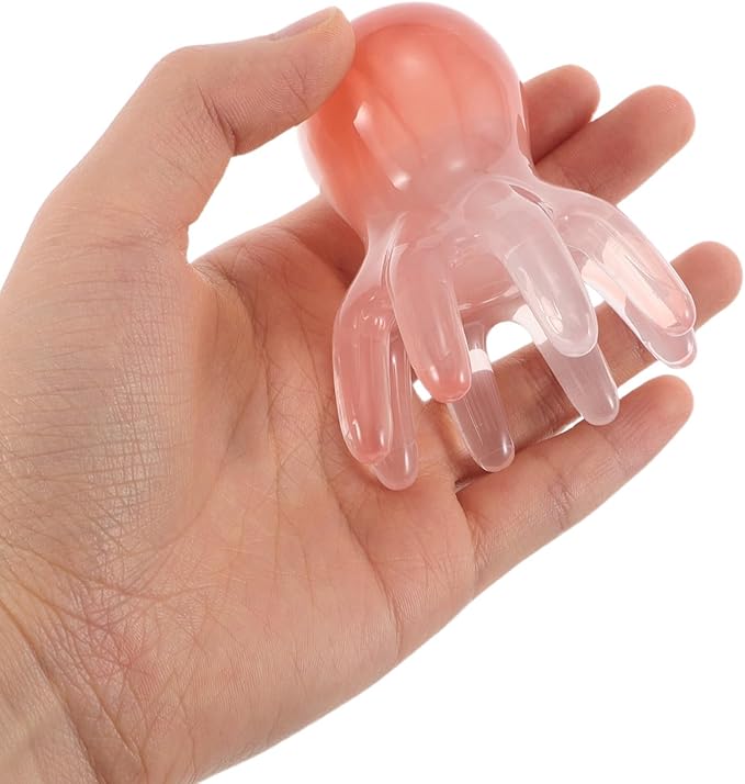 Mikinona Octopus Scalp Massager Comb 2Pcs, Manual Meridian Scalp Scrubber Claw Acupressure Tool for Head, Neck, and Back Massage, Pink Hair Care and Relaxation Device