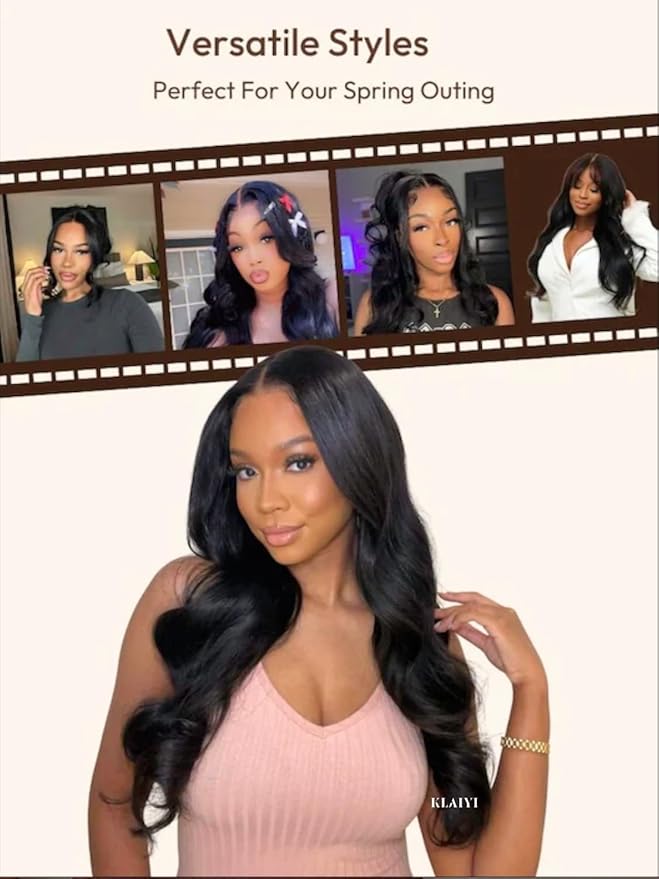 KLAIYI Wear And Go Glueless Wig Bye Bye Knots 13x4Precut Lace Front Wigs Human Hair Loose Body Wave Wig Pre Bleached Pre Everything Pre Plucked with Baby Hair 3S Ready to Wear Beginner Friendly 28Inch