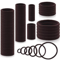 100PCS Various Sizes Brown Hair Ties for Women, Elastics Hair Ties No Damage Ponytail Holder for Thick/Thin Hair Accessories, Soft Cotton Cloth Seamless Hair Bands