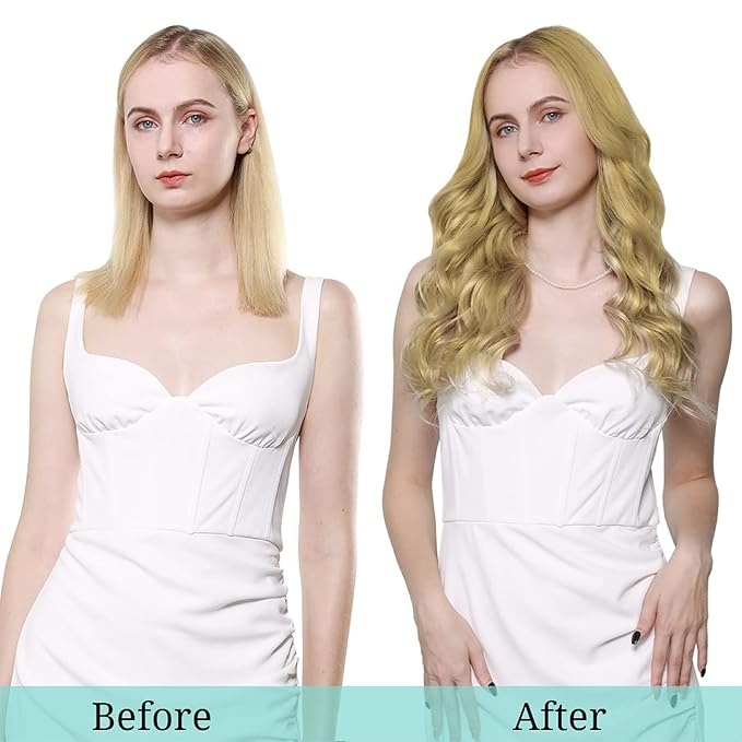DOORES Clip in Human Hair Extensions, Dirty Blonde 12 Inch 7pcs 80g, Thick Silky Straight Hair