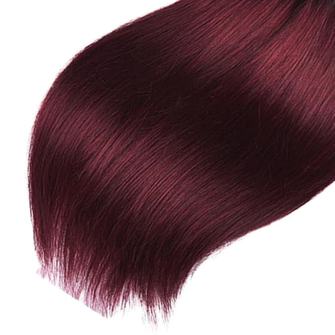 99j Bundles Human Hair Ombre Red Straight Bundle Niegmeag Brazilian Virgin Remy Hair 3 Bundles 12 14 16 Inch Double Weft 2 Tone Black and Burgundy Straight Bundle Hair Weave