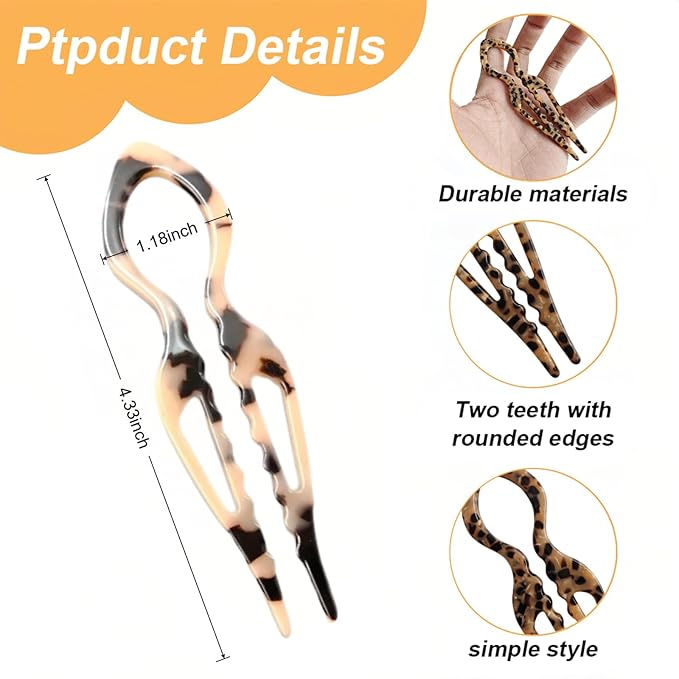 Prestige Hair Pins,French Hair Pin 3Pack Elegant Women Hair Accessories Suitable for Thick or Thin Hair (Light red, Black, Khaki)