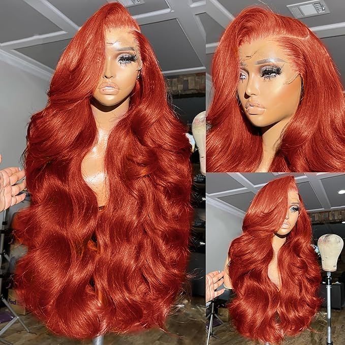 Ginger Wig Human Hair 13X4 HD Transparent Lace Front Wigs Human Hair Pre Plucked with Baby Hair Chestnut Brown #33 Human Hair Wigs For Women 24Inch