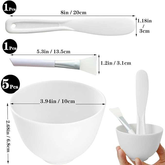 7Pcs Silicone Facial Mask Bowl DIY Face Mask Mixing Bowl for Home Salon Spa Face Skin Applicator Bowl, White