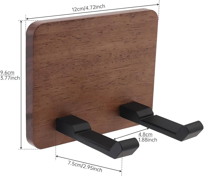 Wall Mounted Hair Dryer Holder, 4.7 * 3.7 Inch Square Shape Walnut Wood Shelf Aluminum Hairdryer Holder,Bathroom Hair Dryer Stand Drill Install (Square Shape Walnut Wood, 1)