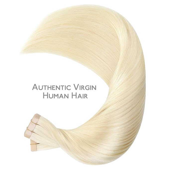 WENNALIFE Tape in Hair Extensions Human Hair, 40pcs 100g 14 inch Platinum Blonde Hair Extensions Real Human Hair Straight Tape in Extensions Invisible Human Hair Extensions