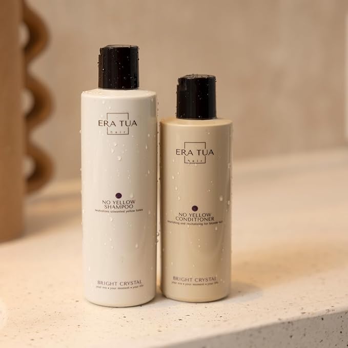 No Yellow Toning Conditioner for Blonde Hair, Silver, Bright Crystal and Purple | Brass Moisturizing Formula | Dutch Made | Green Tea, Jasmine & Rose Scent | 200 ml