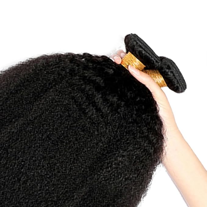 Bundles Human Hair Natural Black Yaki Straight Bundles 20 22 24 Inch Niegmeag Brazilian Virgin Soft and Silky Remy Hair Extensions Double Weft Color 1B Kinky Straight Bundle 150g