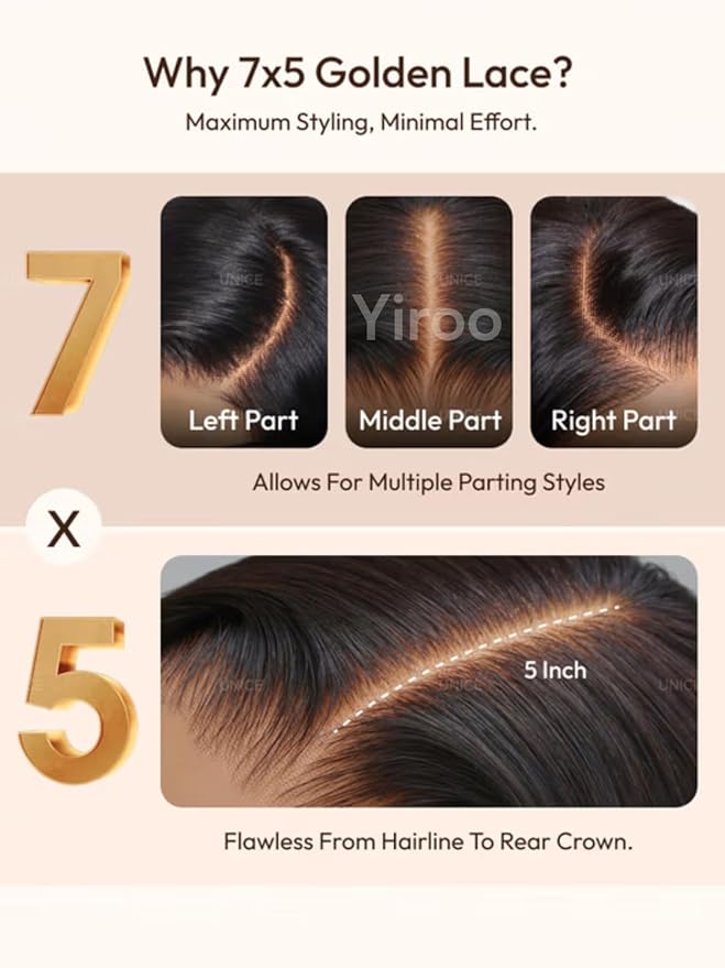 YIROO Chestnut Brown Ombre Yaki Straight 13x4 Pre Everything Frontal Glueless Wig Human Hair Pre Plucked Pre Cut,Bye bye Knots Wear and Go Drawstring Wigs Beginner Friendly 150% Density 20Inch
