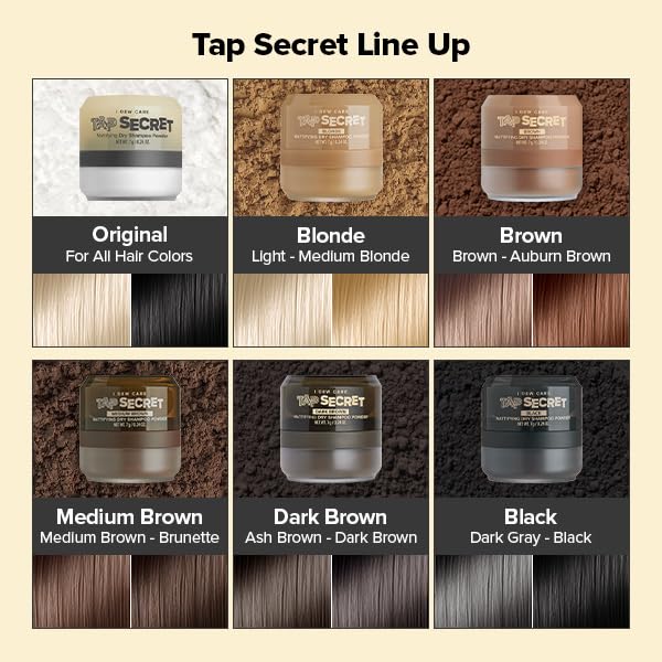 I DEW CARE Biotin Clarifying Dry Shampoo - Tap Secret Dark Brown Duo Set | Strengthening & Volumizing, Powder Type, Travel size, Non-aerosol, Brunette, Korean Ginseng, Stocking Stuffers, 0.26 Oz * 2ea