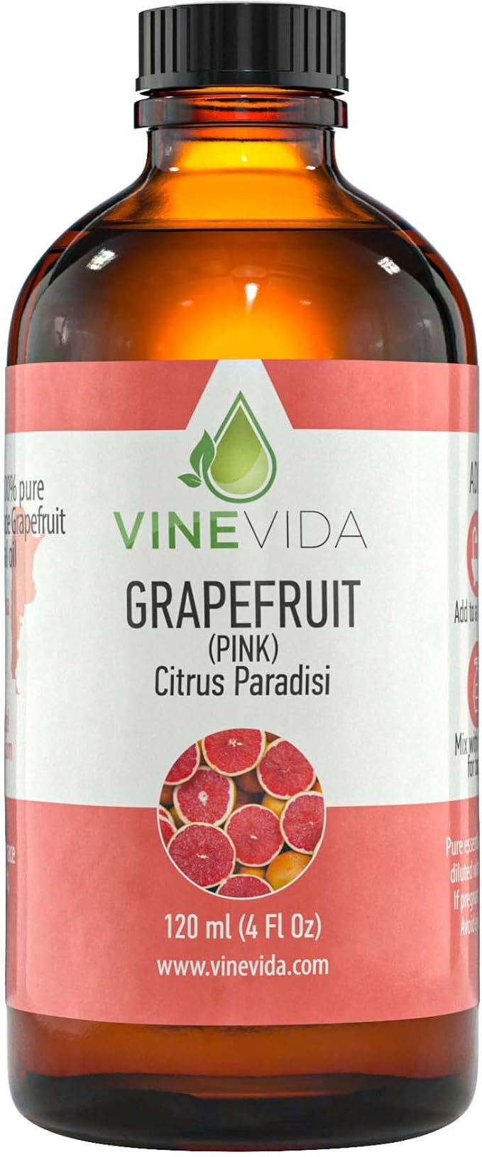VINEVIDA Pink Grapefruit Essential Oil 4 oz - Undiluted, DIY Candle Scents, Bulk for Soap Making & Skin Safe